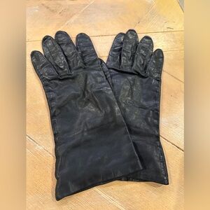 Vintage Size Large Black Leather Gloves